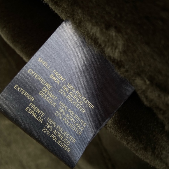 Liz Claiborne Faux Sued Green Faux Fur Coat Jacket - Picture 8 of 8